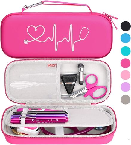 BOVKE Stethoscope Case fits 3M Littmann Classic III, Lightweight II S.E, MDF Acoustica Deluxe Dual Head, Cardiology IV, Stethoscope Holder with Pocket for Nurse Accessories for Work, Black in Saudi Arabia
