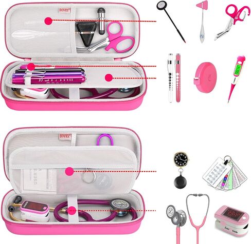 BOVKE Stethoscope Case fits 3M Littmann Classic III, Lightweight II S.E, MDF Acoustica Deluxe Dual Head, Cardiology IV, Stethoscope Holder with Pocket for Nurse Accessories for Work, Black in Saudi Arabia