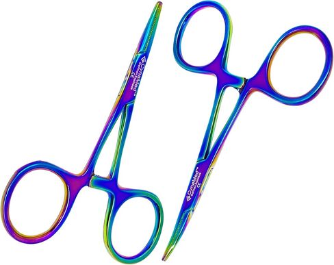 مجموعة Cynamed مكونة من 2 ملقط مرقأة متعدد الألوان من Artzone مع فكين مسننين، كماشة قوس قزح من الفولاذ المقاوم للصدأ - 5 بوصة in Kuwait