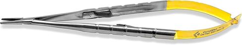 Cynamed TC Castroviejo Micro Needle/Suture Holder Driver with Tungsten Carbide Inserts and Gold Ends - Premium Grade Instrument (5.5 in. Straight Jaws) in Saudi Arabia