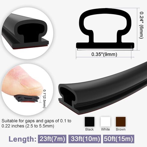 Door Weather Stripping Door Seal Strip, Self-Adhesive Rubber Door Seal Strip for Door Frame Soundproof Insulation, Door Draft Stopper for Windows Exterior Door Large Gap (23Ft/7M,White) in Saudi Arabia