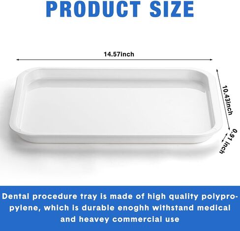 Autoclavable Dental Procedure Tray Bulk Dental Plastic Trays Plastic Instrument Flat Trays, 14.57 x 10.43 Inch (White,6 Pcs) in Saudi Arabia