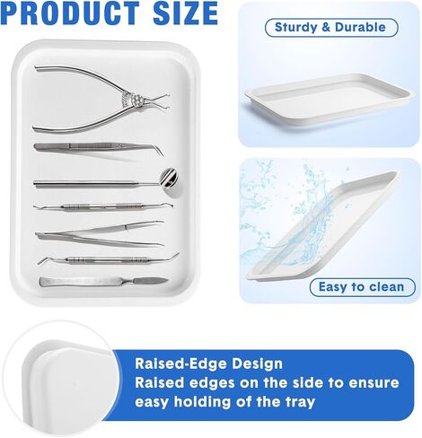 Autoclavable Dental Procedure Tray Bulk Dental Plastic Trays Plastic Instrument Flat Trays, 14.57 x 10.43 Inch (White,6 Pcs) in Saudi Arabia