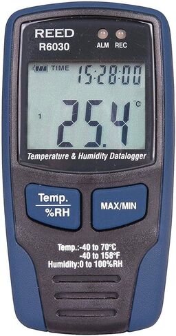 REED Instruments R6030 مسجل بيانات درجة الحرارة والرطوبة، -40 إلى 158 درجة فهرنهايت (-40 إلى 70 درجة مئوية)، 0-100% رطوبة نسبية in Saudi Arabia
