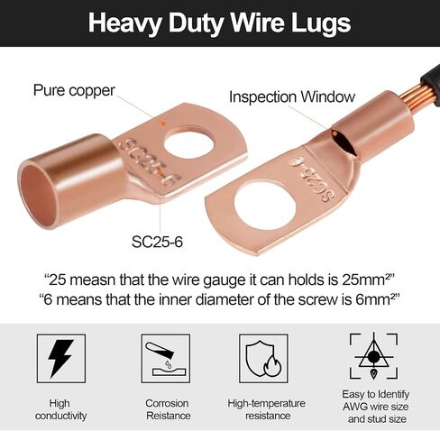 160PCS Copper Wire Lugs, Heavy Duty Battery Cable Ends, AWG 8 4 2 6 10 Gauge Wire Connectors with 80PCS Heat Shrink Tubing Kit in Saudi Arabia