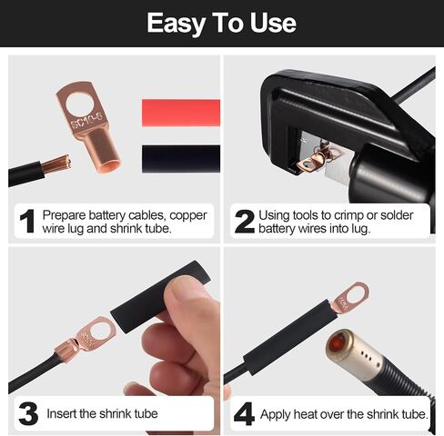 160PCS Copper Wire Lugs, Heavy Duty Battery Cable Ends, AWG 8 4 2 6 10 Gauge Wire Connectors with 80PCS Heat Shrink Tubing Kit in Saudi Arabia