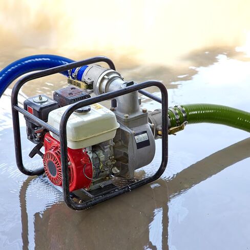 Discharge Hose Pump Kit Includes PVC 2" x 60' Blue Backwash Hose, Green Suction Hoses Trash Pump with Aluminum Camlock Fitting, Steel Round Hole Suction Strainer and Cam and Groove Adapter(2" X 20') in Saudi Arabia