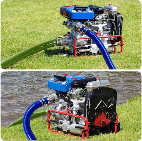 Discharge Hose Pump Kit Includes PVC 2" x 60' Blue Backwash Hose, Green Suction Hoses Trash Pump with Aluminum Camlock Fitting, Steel Round Hole Suction Strainer and Cam and Groove Adapter(2" X 20') in Saudi Arabia