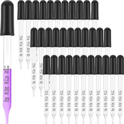 Glass Liquid Droppers, 1 ml Essential Oil Dropper Pipette Calibrated Glass Stain Dropper for Essential Oil Makeup Art Liquid Plant with Kraft Boxes (40) in Saudi Arabia
