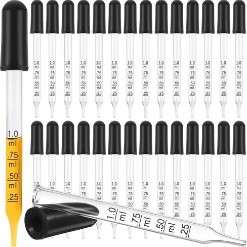 Glass Liquid Droppers, 1 ml Essential Oil Dropper Pipette Calibrated Glass Stain Dropper for Essential Oil Makeup Art Liquid Plant with Kraft Boxes (40) in Saudi Arabia