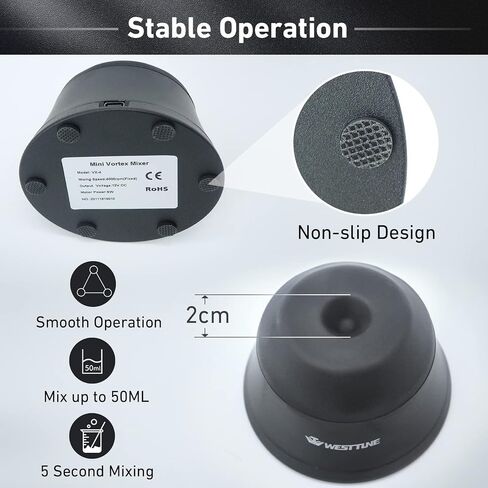 4000rpm Mini Vortex Mixer Lab Paint Shaker,Scientific Vortex Shaker with Touch Function for Eyelash Sharker Glue Adhesives Gel Polish and Test Tubes Vortex Mixing,Black in Saudi Arabia
