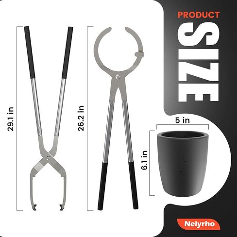 Nelyrho #3 (6.6lbs-3kg) Crucible Tongs Set with 2 Graphite Crucibles for Melting Metal, Metal Casting Tools Lifting and Pouring Tongs for Jewelers Metal Casting Smelting in Saudi Arabia