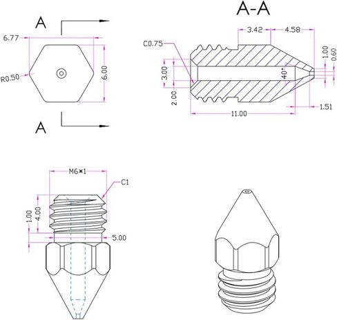 0.3MM MK8 Ender 3 Nozzles 10 pcs 3D Printer Brass Nozzles Extruder for Makerbot Creality CR-10 with 3 Needles and Metal Storage Box (0.3mm) in Kuwait