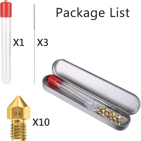 0.3MM MK8 Ender 3 Nozzles 10 pcs 3D Printer Brass Nozzles Extruder for Makerbot Creality CR-10 with 3 Needles and Metal Storage Box (0.3mm) in Kuwait