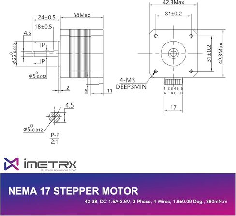 1 قطعة محرك متدرج Nema 17 42x38 مللي متر 17HS4401 1.5A-3.8V 2 المرحلة 4 أسلاك 1.8 درجة مع كابل 39.3 بوصة لطابعة Creality CR-10 10S Ender 3 ثلاثية الأبعاد/طارد CNC والمحور Y (42-38) in Kuwait