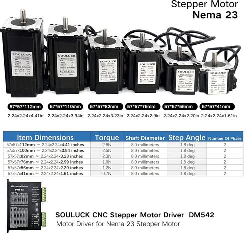 Nema 23 Stepper Motor 57x57x112mm Body 1.8 Stepper Angle 4.0A,Torque 2.8N,2 Phase 4-Lead with 80cm Cable for 3D Printer, CNC Machine and Robotics in Saudi Arabia