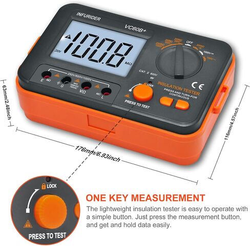 YF-6688B Digital Insulation Resistance Tester MegOhmmeter DC AC Voltmeter,Test Voltage 5000V,Insulation Resistance 200G Ohms with Large LCD Backlit and High Volt Indication in Saudi Arabia