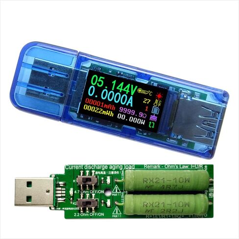 USB 3.0 Power Meter Tester AT35 USB Load Digital Multimeter Current Tester Voltage Detector DC 30.00V 4.000A Test Speed of Charger Cables QC 2.0/3.0 AP 2.4A (AT35+Load) in Kuwait