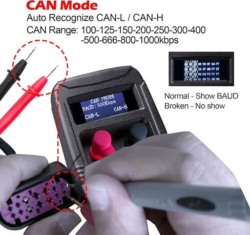 PL007 CAN محلل الحافلة لأداة تشخيص السيارات، التعرف التلقائي على CAN-H وCAN-L، نطاق CAN 100-1000 كيلوبت في الثانية، تحليل LIN لاختبار الأسلاك، نطاق LIN 2400-19200 كيلوبت في الثانية in Kuwait