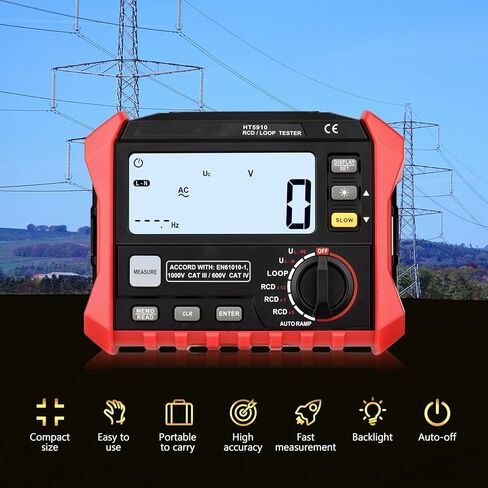 HT5910 4.7 بوصة LCD الرقمية المقاومة متر تسرب التبديل اختبار RCD/حلقة اختبار 1000 تخزين البيانات Megohmmeter الفولتميتر مع الإضاءة الخلفية in Kuwait