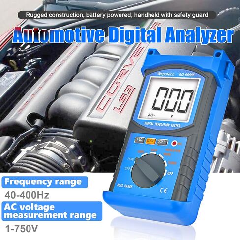 جهاز اختبار مقاومة العزل الرقمي Megohmmeter 200 جيجا أوم 500 فولت/1 كيلو فولت/2.5 كيلو فولت/5 كيلو فولت، نطاق الجهد التلقائي، جهاز اختبار المقاومة مع شاشة LCD عدد 1999، حامل البيانات، ضوء خلفي-RQ-6688B (برتقالي) in Kuwait
