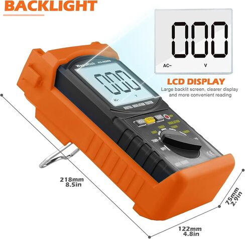 جهاز اختبار مقاومة العزل الرقمي Megohmmeter 200 جيجا أوم 500 فولت/1 كيلو فولت/2.5 كيلو فولت/5 كيلو فولت، نطاق الجهد التلقائي، جهاز اختبار المقاومة مع شاشة LCD عدد 1999، حامل البيانات، ضوء خلفي-RQ-6688B (برتقالي) in Kuwait