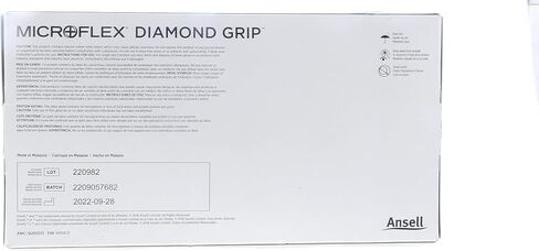 قفازات Microflex MF-300-M Diamond Grip Exam، PF لاتكس، أصابع مزخرفة، متوسط، 100 في كل صندوق، 10 صناديق في كل علبة (عبوة من 1000) in Kuwait