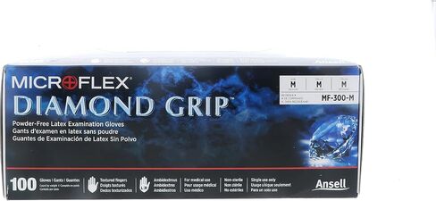 قفازات Microflex MF-300-M Diamond Grip Exam، PF لاتكس، أصابع مزخرفة، متوسط، 100 في كل صندوق، 10 صناديق في كل علبة (عبوة من 1000) in Kuwait