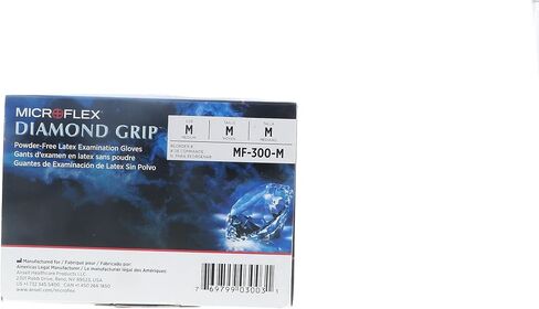 قفازات Microflex MF-300-M Diamond Grip Exam، PF لاتكس، أصابع مزخرفة، متوسط، 100 في كل صندوق، 10 صناديق في كل علبة (عبوة من 1000) in Kuwait