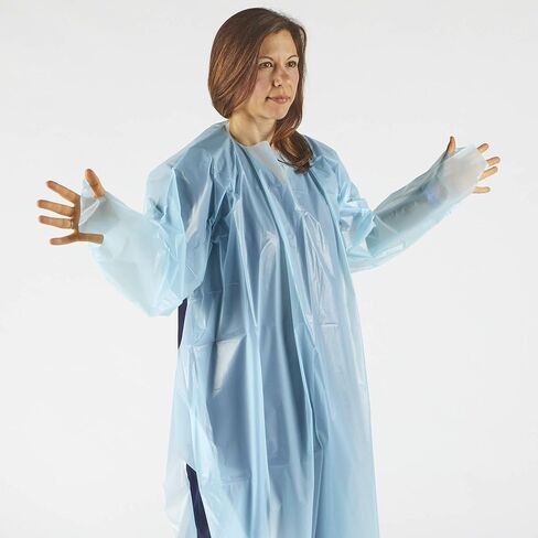hand2mind Polyethylene, Level 1, Disposable, Non-Surgical Isolation Gowns, Blue, Bag of 15 in Saudi Arabia