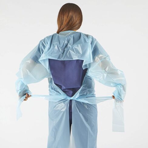 hand2mind Polyethylene, Level 1, Disposable, Non-Surgical Isolation Gowns, Blue, Bag of 15 in Saudi Arabia