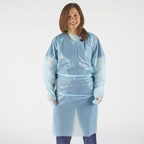 hand2mind Polyethylene, Level 1, Disposable, Non-Surgical Isolation Gowns, Blue, Bag of 15 in Saudi Arabia