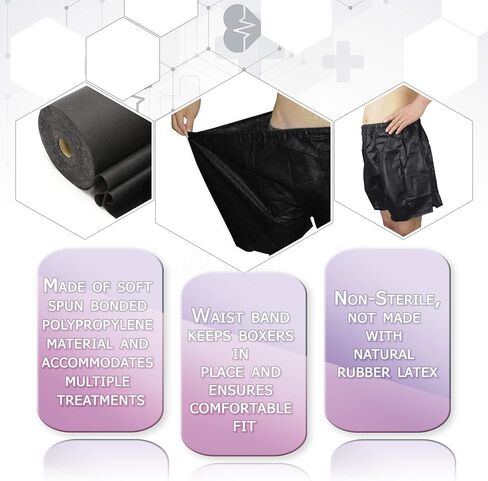AMZ Medical Supply Disposable Boxer Shorts Unisize. Pack of 200 Dark Blue Disposable Shorts Medical with Elastic Waist, No Pockets. Breathable PP Disposable Exam Shorts Medical for Massage, Hospital in Saudi Arabia
