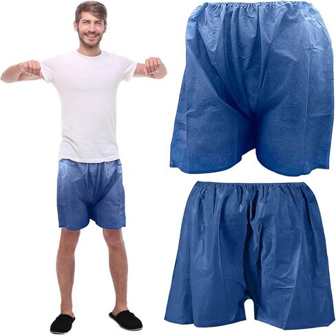 AMZ Medical Supply شورت بوكسر للاستعمال مرة واحدة، بدون مقاس. مجموعة من 1 شورت طبي أسود للاستعمال مرة واحدة بخصر مطاطي، بدون جيوب. شورت فحص طبي قابل للتنفس PP للتدليك والمستشفى in Kuwait