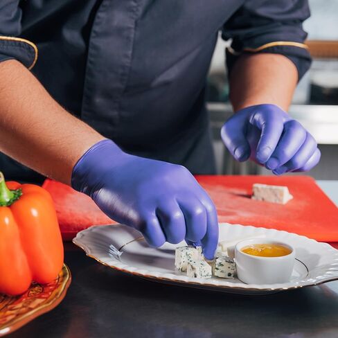 500 عبوة من قفازات ترونيكس للفحص باللون البنفسجي والأزرق النتريل، قفازات طبية للاستعمال مرة واحدة، قفازات للفحص الكيميائي، خالية من البودرة (متوسطة) in Kuwait