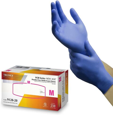 500 عبوة من قفازات ترونيكس للفحص باللون البنفسجي والأزرق النتريل، قفازات طبية للاستعمال مرة واحدة، قفازات للفحص الكيميائي، خالية من البودرة (متوسطة) in Kuwait