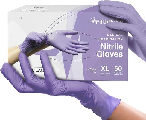 Lilac Nitrile Disposable Gloves - 50 Count - 3 Mil Nitrile Gloves Medium - Powder and Latex Free Rubber Gloves - Surgical Medical Exam Gloves - Food Safe Cooking Gloves in Kuwait