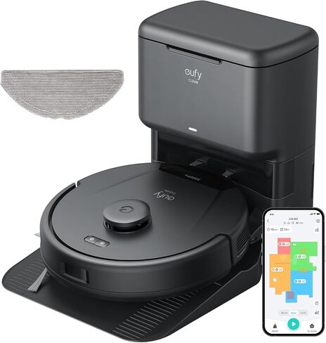 eufy L60 Hybrid Robot Vacuum with Self Empty Station, Hair Detangling Technology, Up to 60 Days of Hands Free Cleaning, Ultra Strong 5,000 Pa Suction to Remove Hair, Dust, Mop Pad in Saudi Arabia