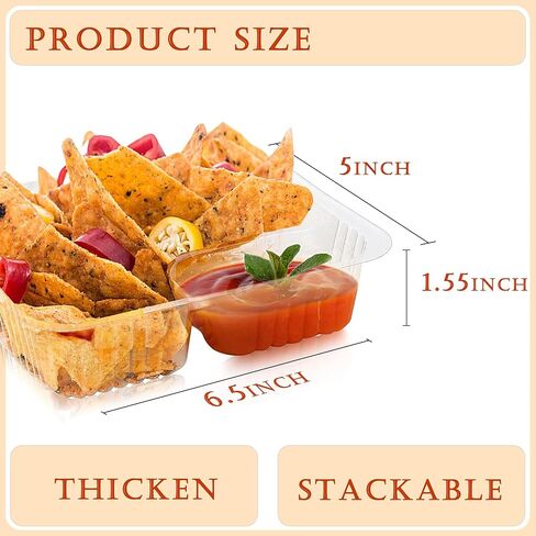 200 عبوة من صواني الناتشو للاستعمال مرة واحدة، حاملات شرائح الناتشو السميكة، 6.5 بوصة × 5 بوصة، حاويات بلاستيكية للوجبات الخفيفة لغمس الجبن، صواني الوجبات الخفيفة الشفافة للكرنفالات، والحفلات، ومستلزمات الأفلام الليلية in Kuwait