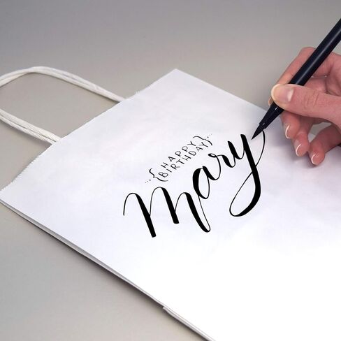 عبوة برايم لاين مقاس 8 × 4 × 10 صغيرة مكونة من 50 كيسًا ورقيًا أبيض بمقابض، وحقائب تسوق للأعمال الصغيرة، والتجزئة، والبوتيك، وحقائب هدايا للحفلات بالجملة in Kuwait