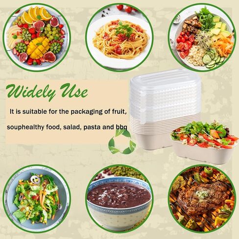 80 Pack Compostable Paper Bowls with Lids, 23 Oz Disposable Take Out Food Containers Biodegradable Take Out Salad Bowls for Kitchen Restaurant Party Food Supplies Meal Prep in Saudi Arabia
