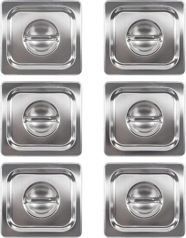 6 عبوات من غطاء طاولة البخار مقاس 1/6 من الفولاذ المقاوم للصدأ غطاء مقلاة الفندق مع مقبض أغطية طاولة البخار غطاء مقلاة الفندق in Kuwait