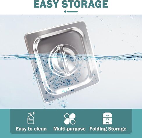 6 عبوات من غطاء طاولة البخار مقاس 1/6 من الفولاذ المقاوم للصدأ غطاء مقلاة الفندق مع مقبض أغطية طاولة البخار غطاء مقلاة الفندق in Kuwait