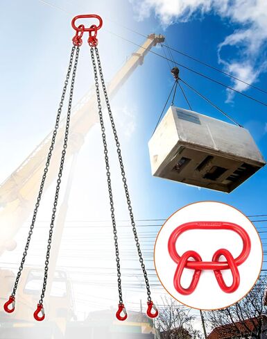 حلقة حبال سلسلة QWORK، حلقة رافعة مستطيلة الشكل لرفع المعدات، 17636 رطل، درجة 80، أحمر in Saudi Arabia