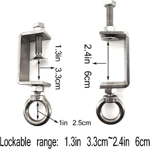 خطاف مشبك C مقاس 2 بوصة من الفولاذ المقاوم للصدأ؛ خطافات مشبك أنابيب للتعليق؛ مشبك معدني؛ شماعة مشبك شعاع؛ حلقة رفع شعاع الألومنيوم؛ حلقة رفع شعاع الألومنيوم. العرض القابل للقفل هو 1.33 بوصة ~ 2 بوصة (3 عبوات) in Kuwait
