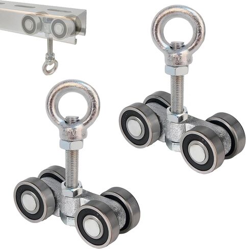 4Wheel Trolley Assembly Roller,Silent Unistrut Trolley Roller Stainless Steel with M12 Bolt and Lifting Eye Nuts for Use with 1-5/8" Wide and All1-5/8"Ortaller Strut Channel(2PC) in Kuwait