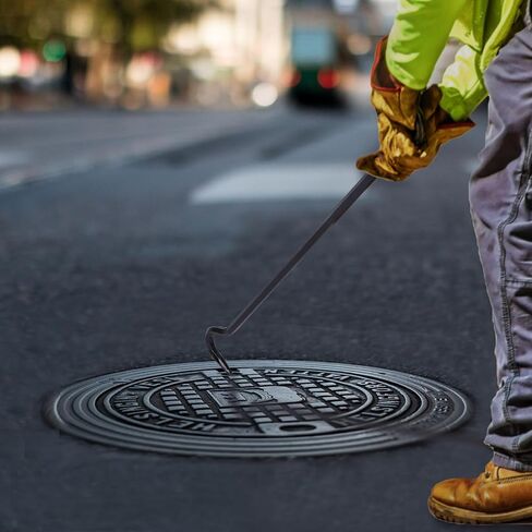 أداة ربط فتحة التفتيش الأصلية من Lesolar Tools، خطاف فردي مقاس 36 بوصة، رافع غطاء فتحة التفتيش، أغطية فتحات الرفع وغطاء تصريف العاصفة، خطاف أدوات فولاذي صلب للتحرك in Kuwait