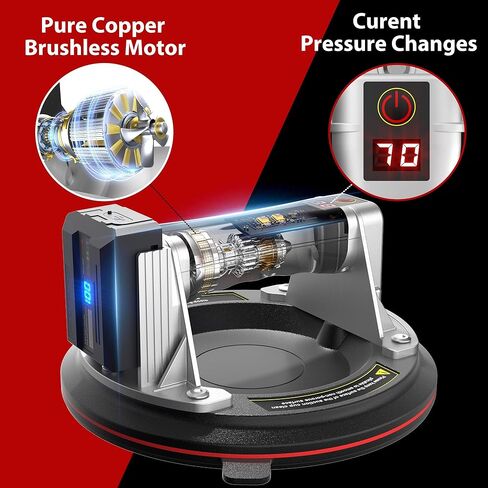 Electric Vacuum Suction Cup Lifter 8"-600lbs Max Load-Digital Display Suction Cups-Monitor-Auto Start Pump-Detachable Battery. Glass, Granite, Tile, Metal, Windshield Suction Cup Handles Tool. in Saudi Arabia