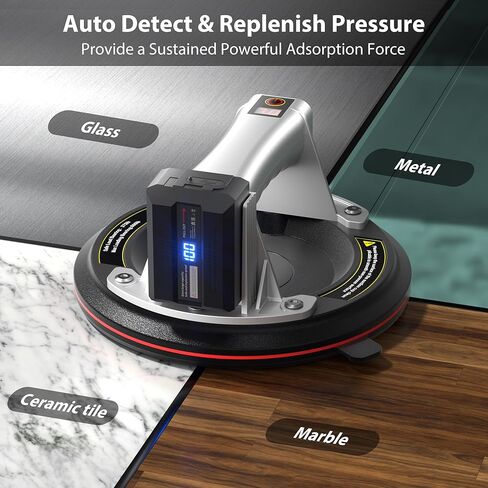 Electric Vacuum Suction Cup Lifter 8"-600lbs Max Load-Digital Display Suction Cups-Monitor-Auto Start Pump-Detachable Battery. Glass, Granite, Tile, Metal, Windshield Suction Cup Handles Tool. in Saudi Arabia