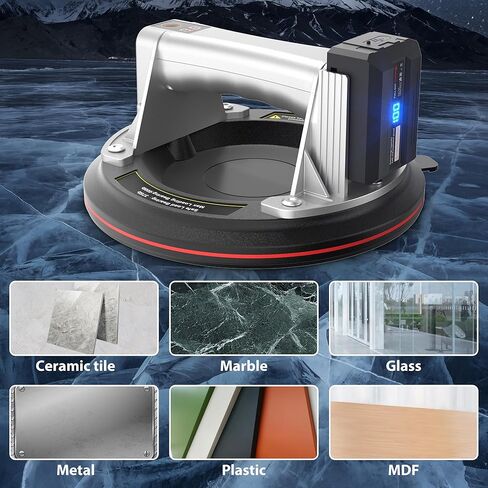 Electric Vacuum Suction Cup Lifter 8"-600lbs Max Load-Digital Display Suction Cups-Monitor-Auto Start Pump-Detachable Battery. Glass, Granite, Tile, Metal, Windshield Suction Cup Handles Tool. in Saudi Arabia